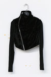 OUDE WAAG velvet splicing zipper jacket OW-23SS-JK01 black